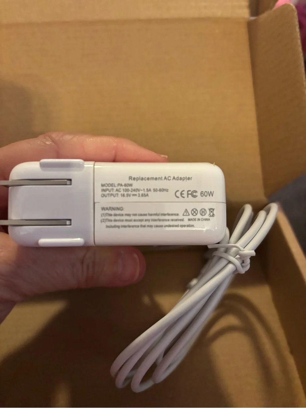 White Square Laptop Power Adapter with Magsafe-Style Connector